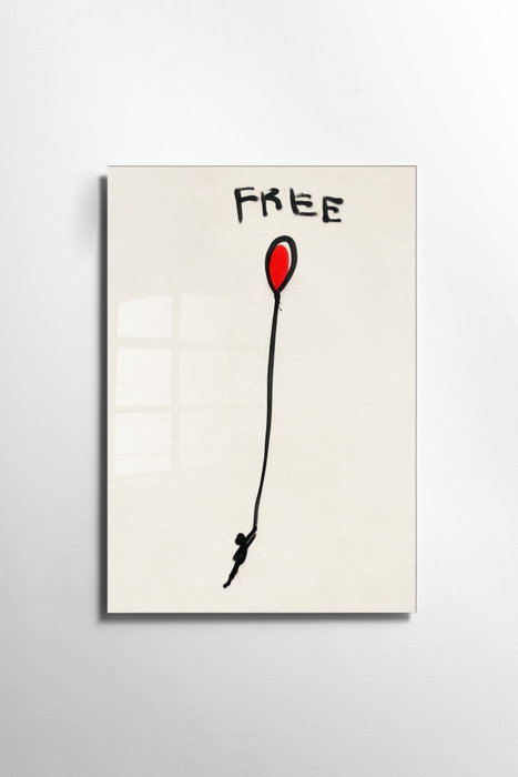 Wallity Cuadro Decorativo Banksy 45 x 65 cm en Vidrio Templado